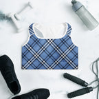 GymBum UK Highland Check Padded Sports Bra– Blue