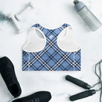 GymBum UK Highland Check Padded Sports Bra– Blue