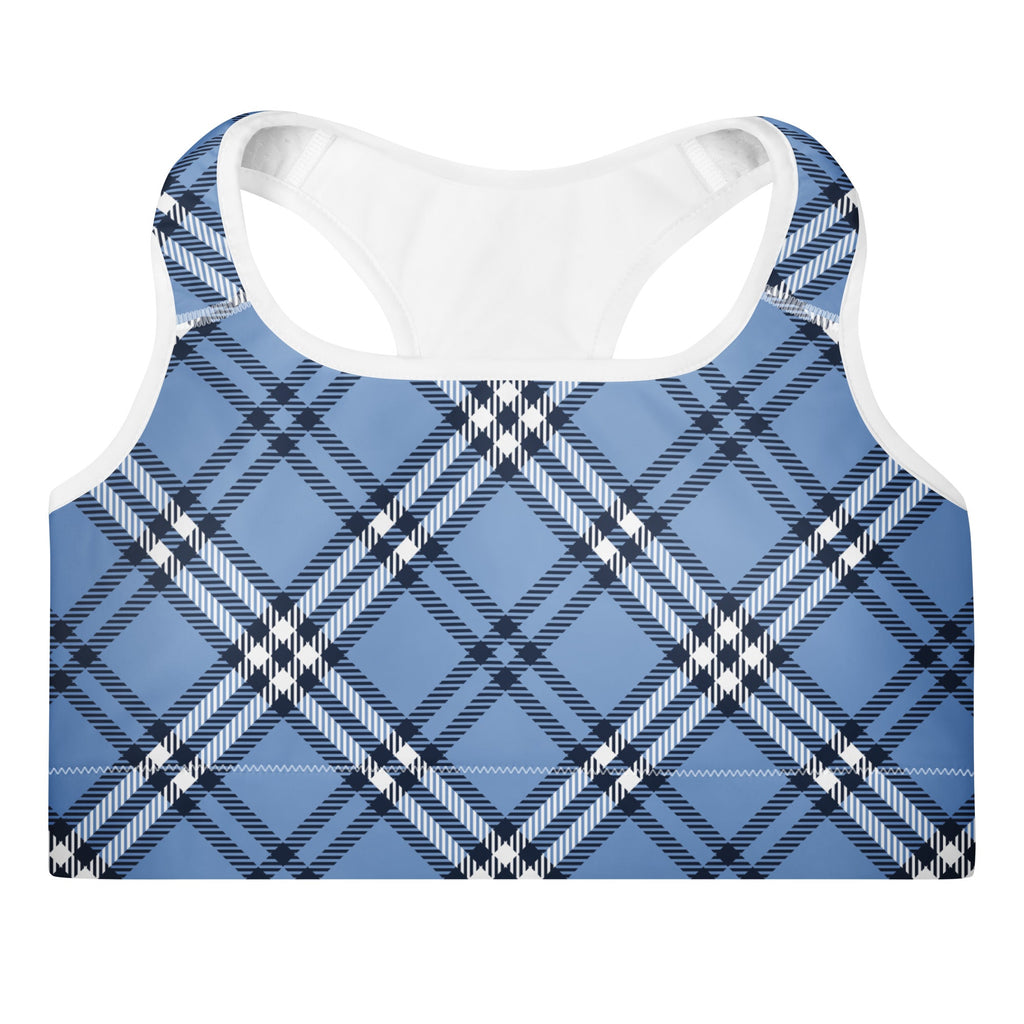 GymBum UK Highland Check Padded Sports Bra– Blue