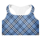 GymBum UK Highland Check Padded Sports Bra– Blue
