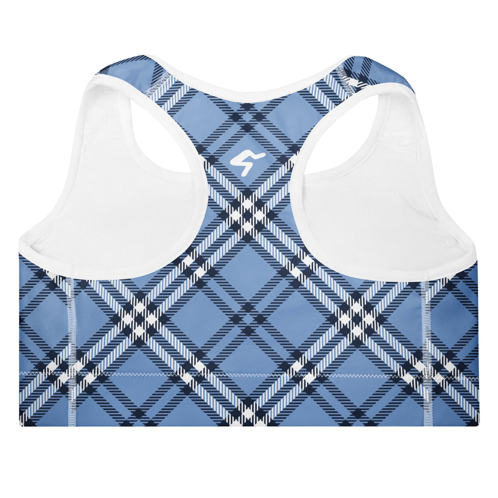 GymBum UK Highland Check Padded Sports Bra– Blue