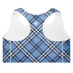 GymBum UK Highland Check Padded Sports Bra– Blue