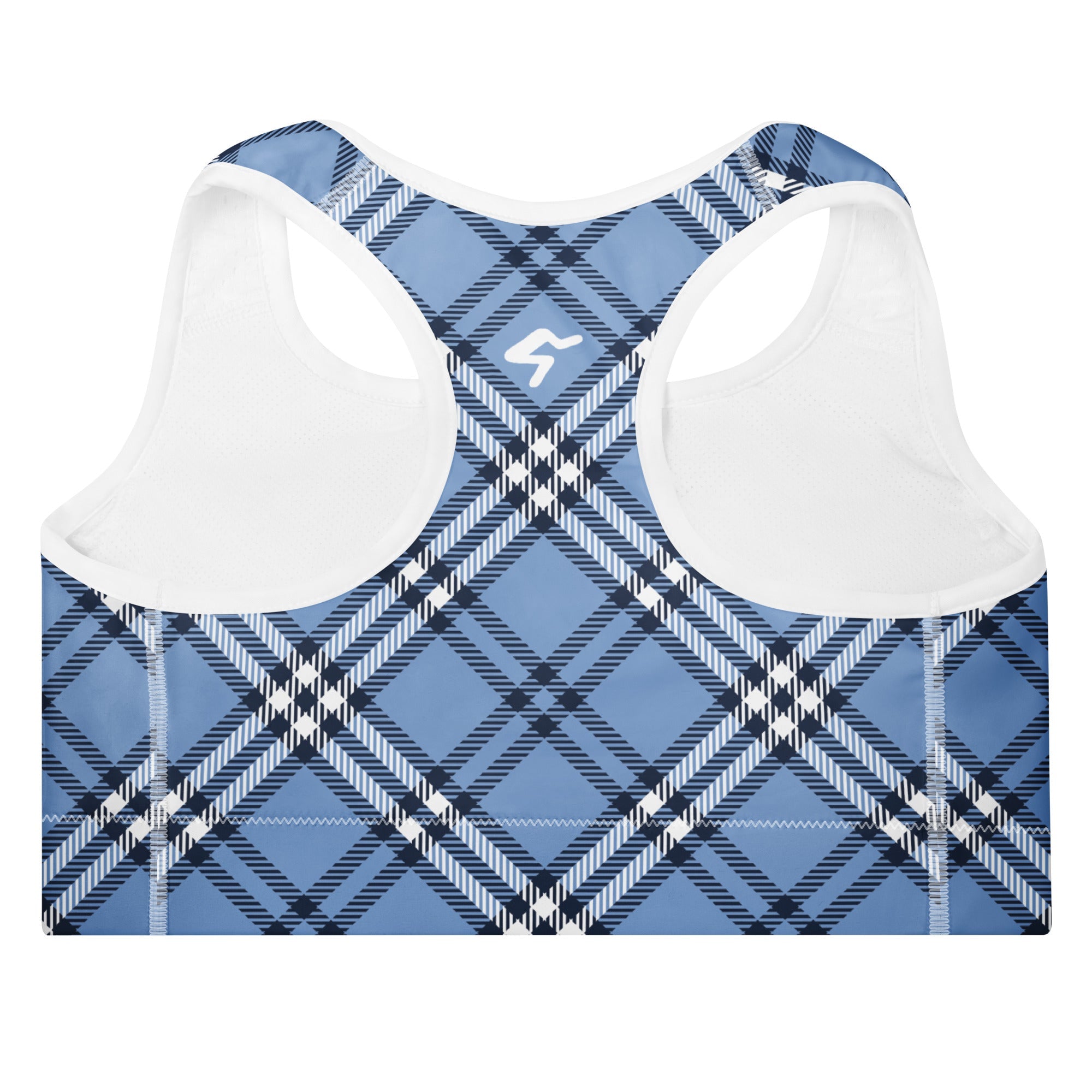 GymBum UK Highland Check Padded Sports Bra– Blue