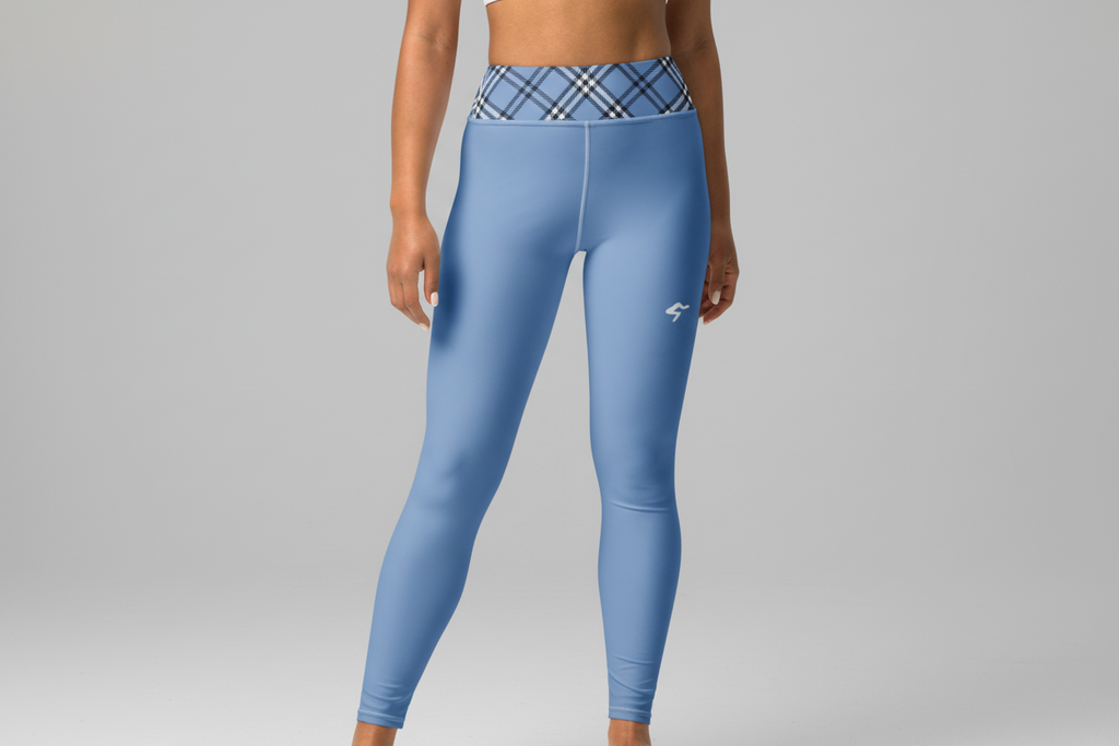GymBum UK Highland Check Yoga Leggings - Blue