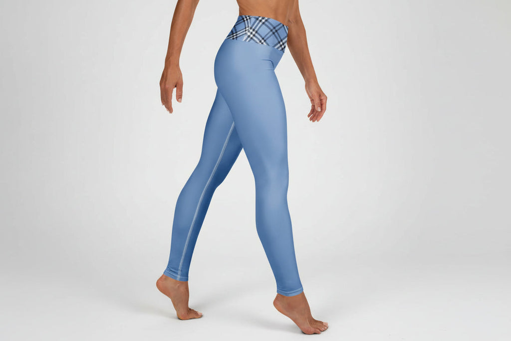 GymBum UK Highland Check Yoga Leggings - Blue