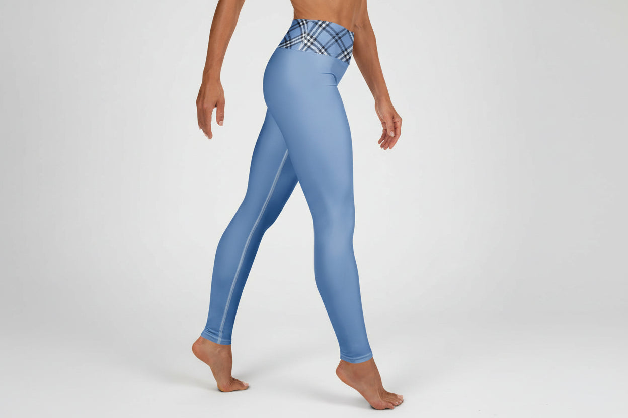 GymBum UK Highland Check Yoga Leggings - Blue