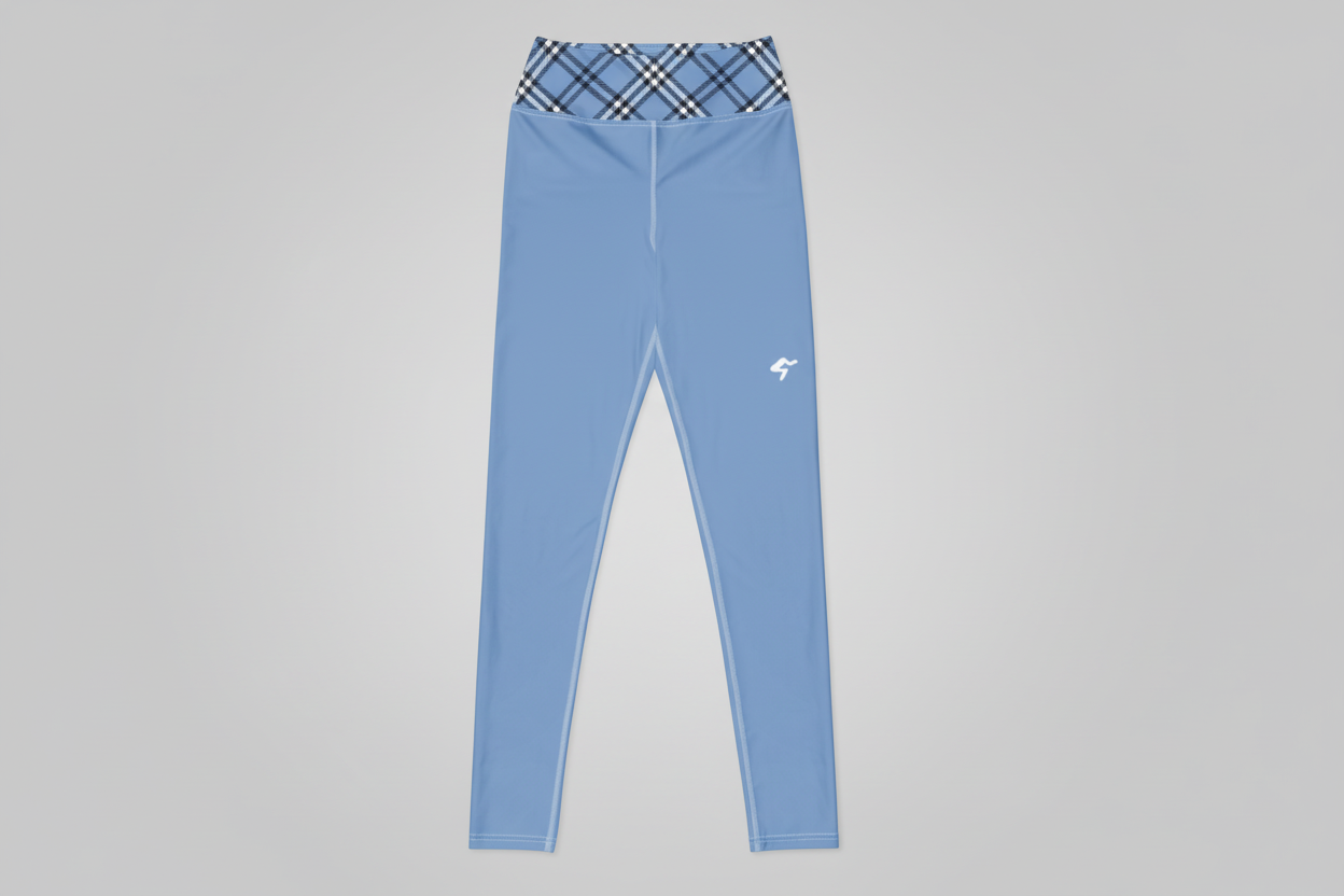 GymBum UK Highland Check Yoga Leggings - Blue