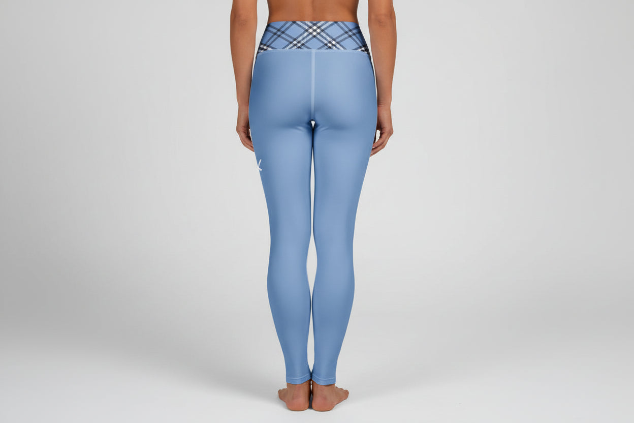 GymBum UK Highland Check Yoga Leggings - Blue