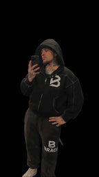 Contrast-Stitched Zip Hoodie - Boxy Fleece Gym Hoodie | BRACE