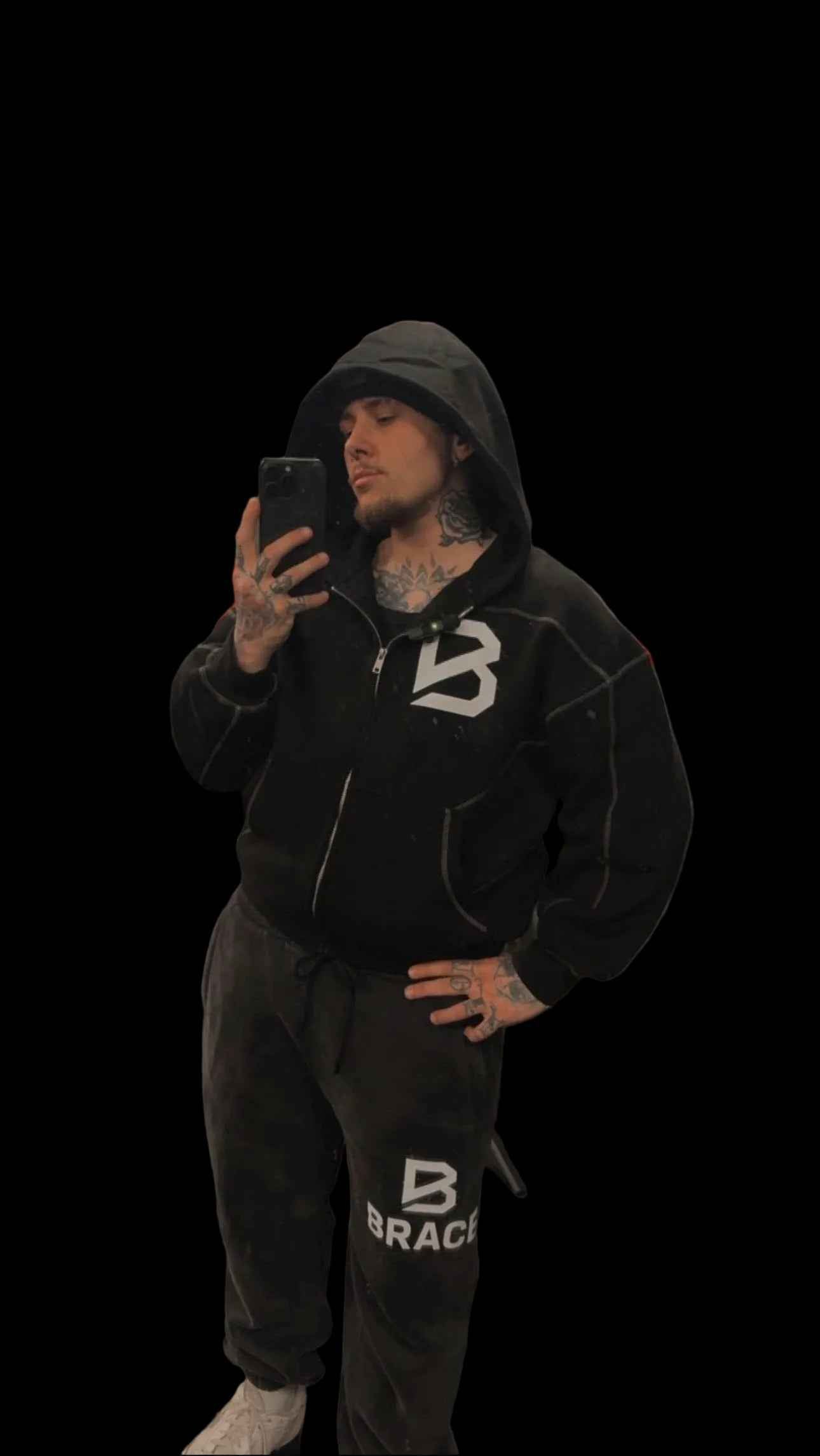Contrast-Stitched Zip Hoodie - Boxy Fleece Gym Hoodie | BRACE