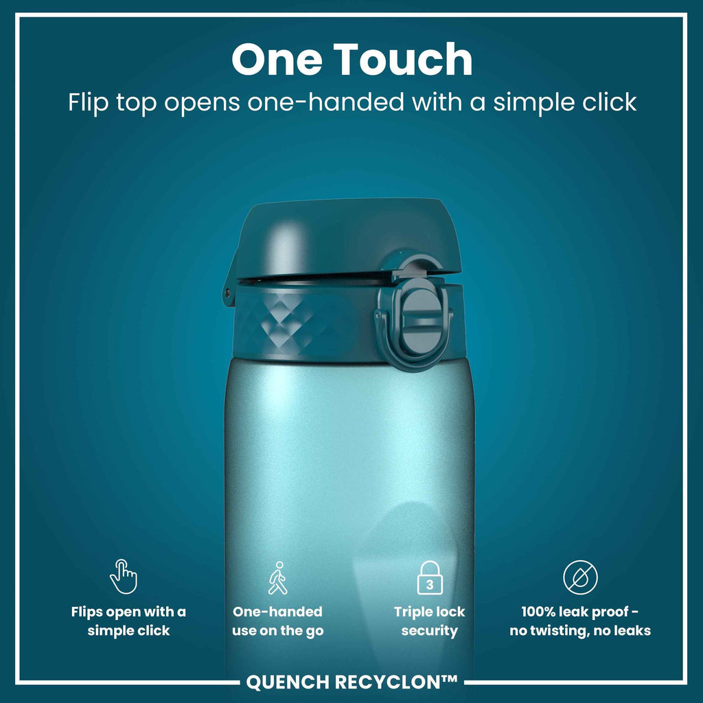 Leak Proof 1 Litre Water Bottle with Times to Drink, Recyclon, Teal & Blue, 1L