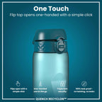 Leak Proof 1 Litre Water Bottle with Times to Drink, Recyclon, Teal & Blue, 1L