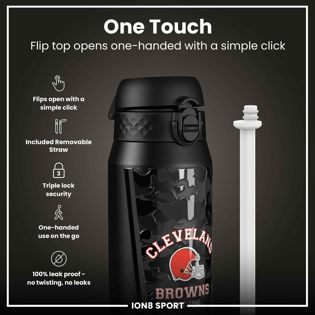 NFL x ION8 Insulated Steel Water Bottle, NFL Browns, 750ml (24oz)