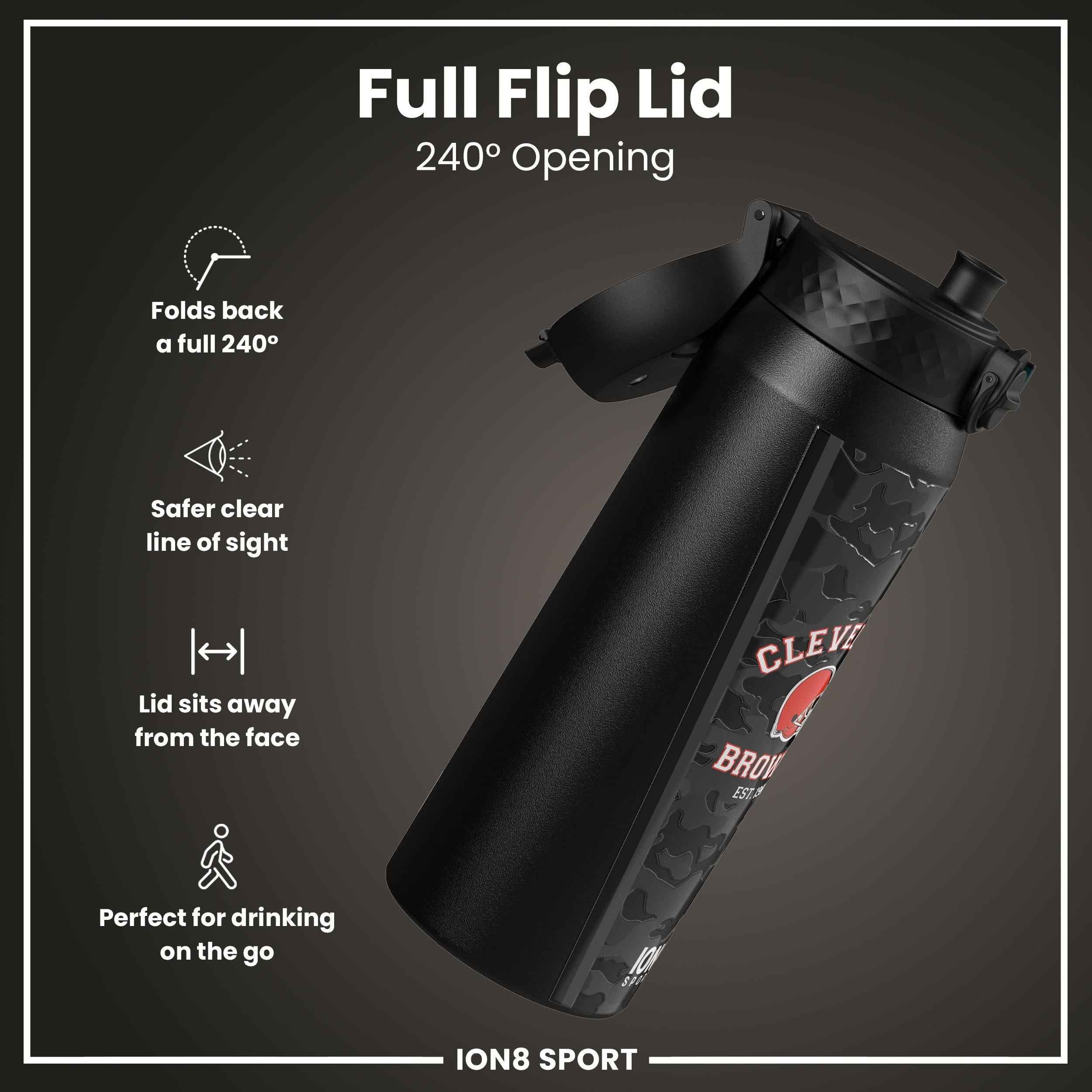 NFL x ION8 Insulated Steel Water Bottle, NFL Browns, 750ml (24oz)