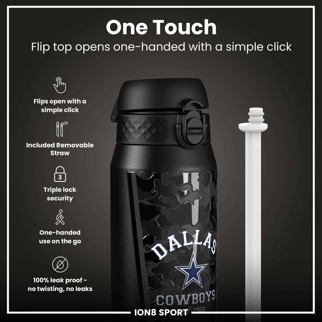 NFL x ION8 Insulated Steel Water Bottle, NFL Cowboys, 750ml (24oz)