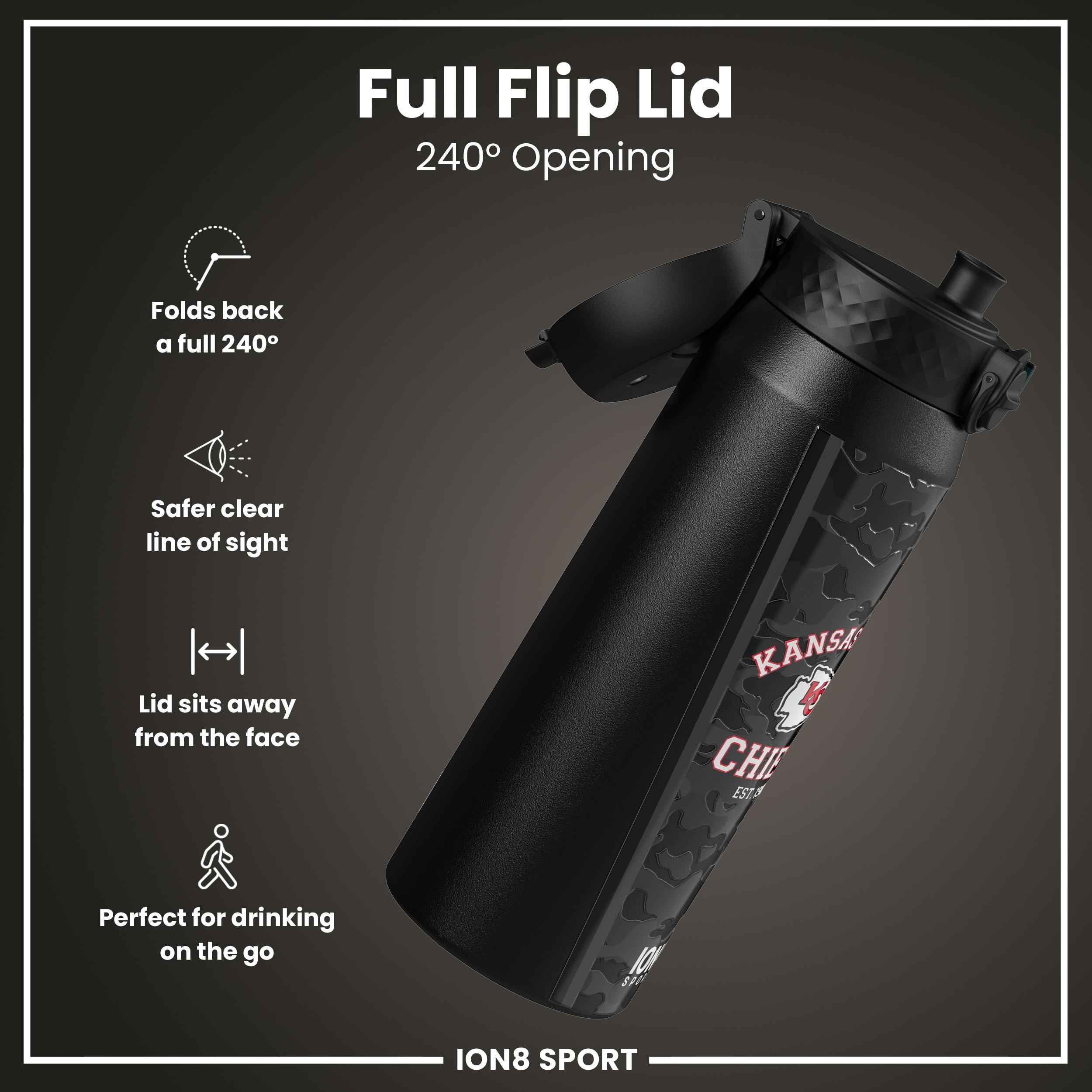 NFL x ION8 Insulated Steel Water Bottle, NFL Chiefs, 750ml (24oz)