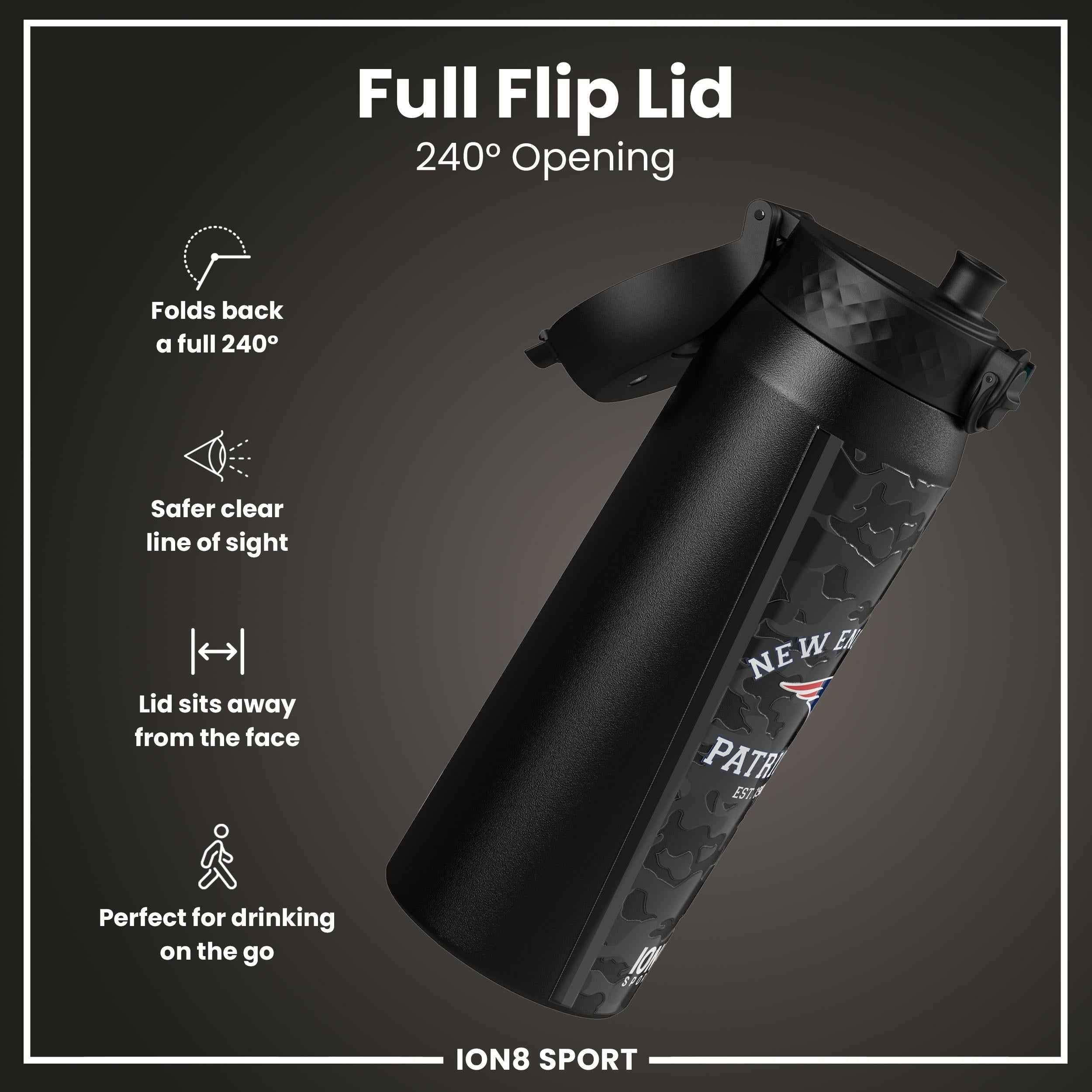 NFL x ION8 Insulated Steel Water Bottle, NFL Patriots, 750ml (24oz)