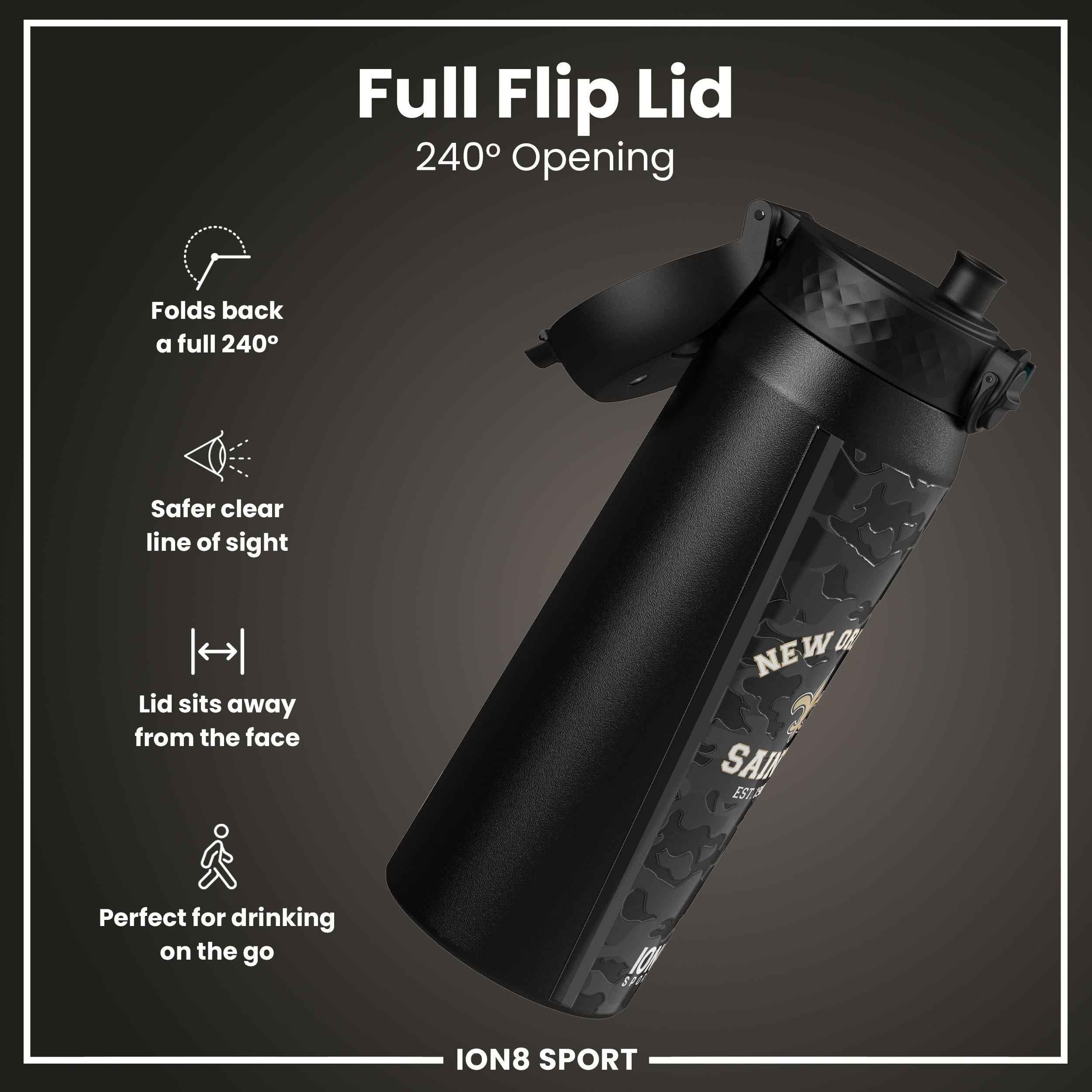 NFL x ION8 Insulated Steel Water Bottle, NFL Saints, 750ml (24oz)