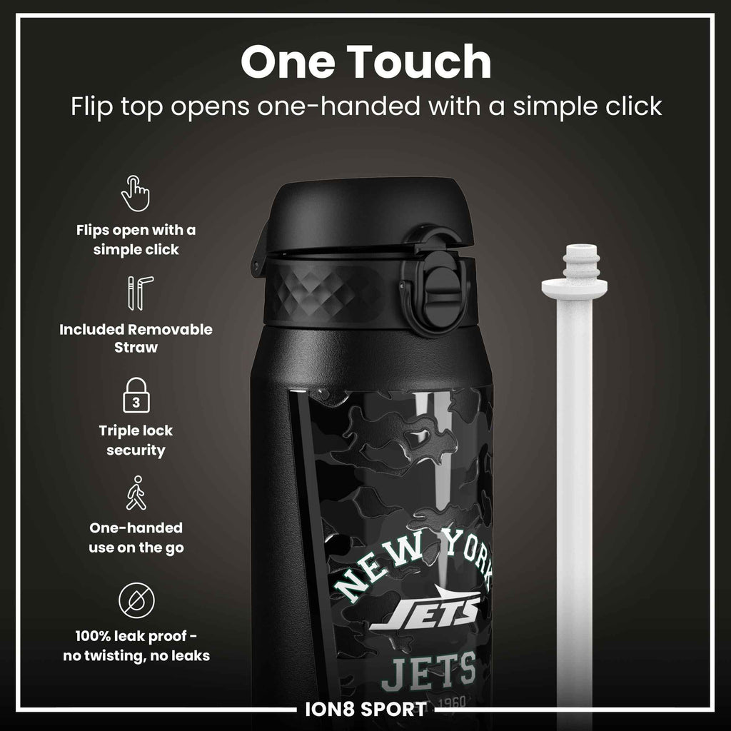 NFL x ION8 Insulated Steel Water Bottle, NFL Jets, 750ml (24oz)