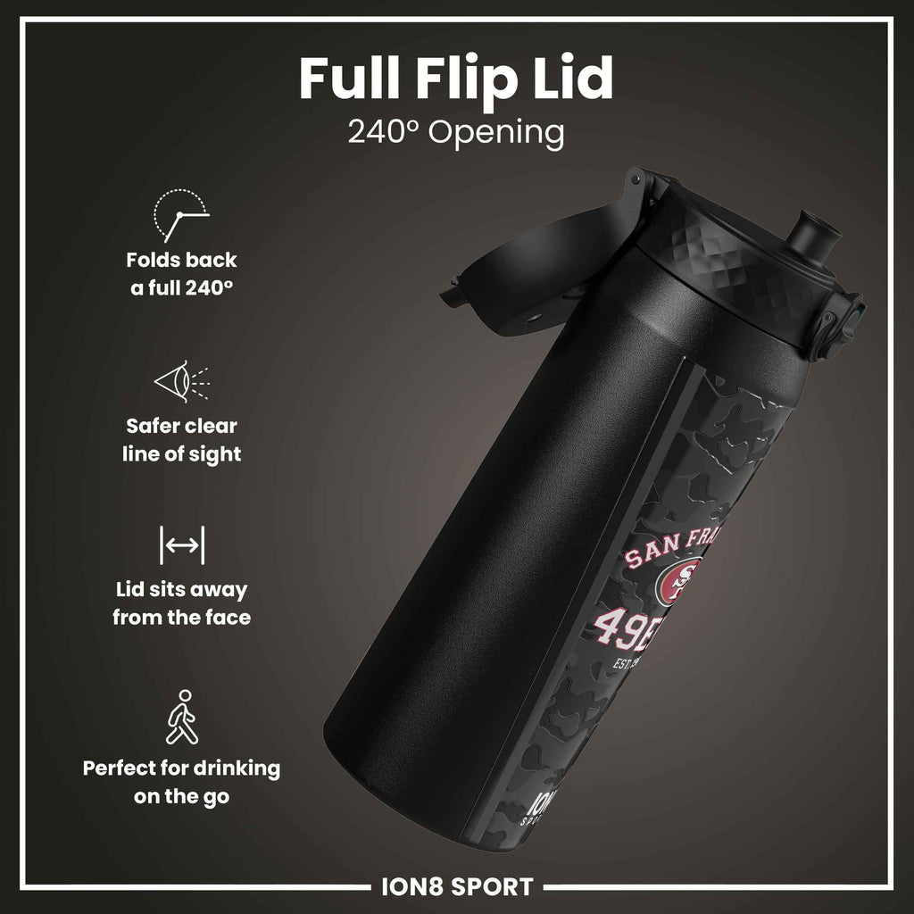 NFL x ION8 Insulated Steel Water Bottle, NFL 49ers, 750ml (24oz)