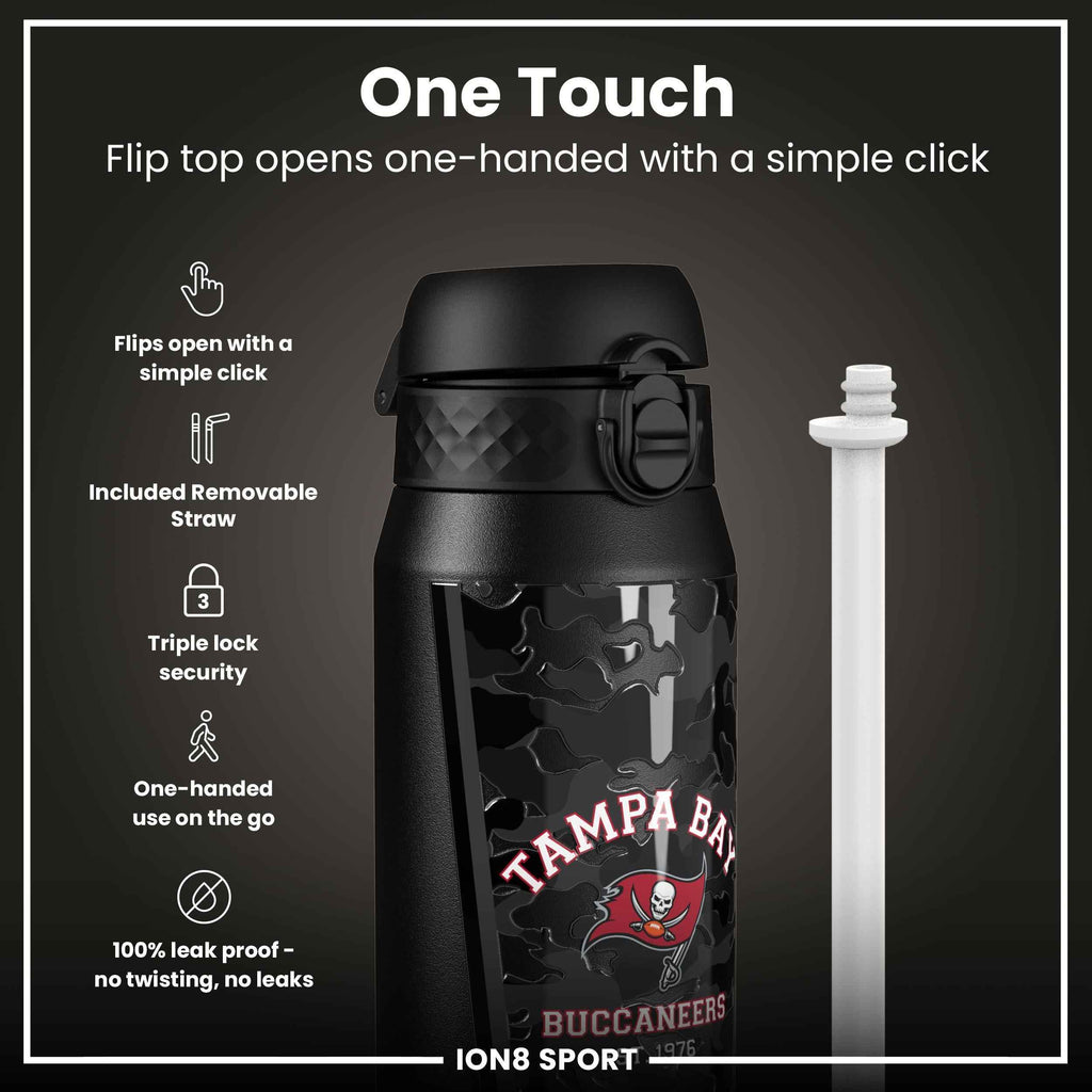 NFL x ION8 Insulated Steel Water Bottle, NFL Buccaneers, 750ml (24oz)