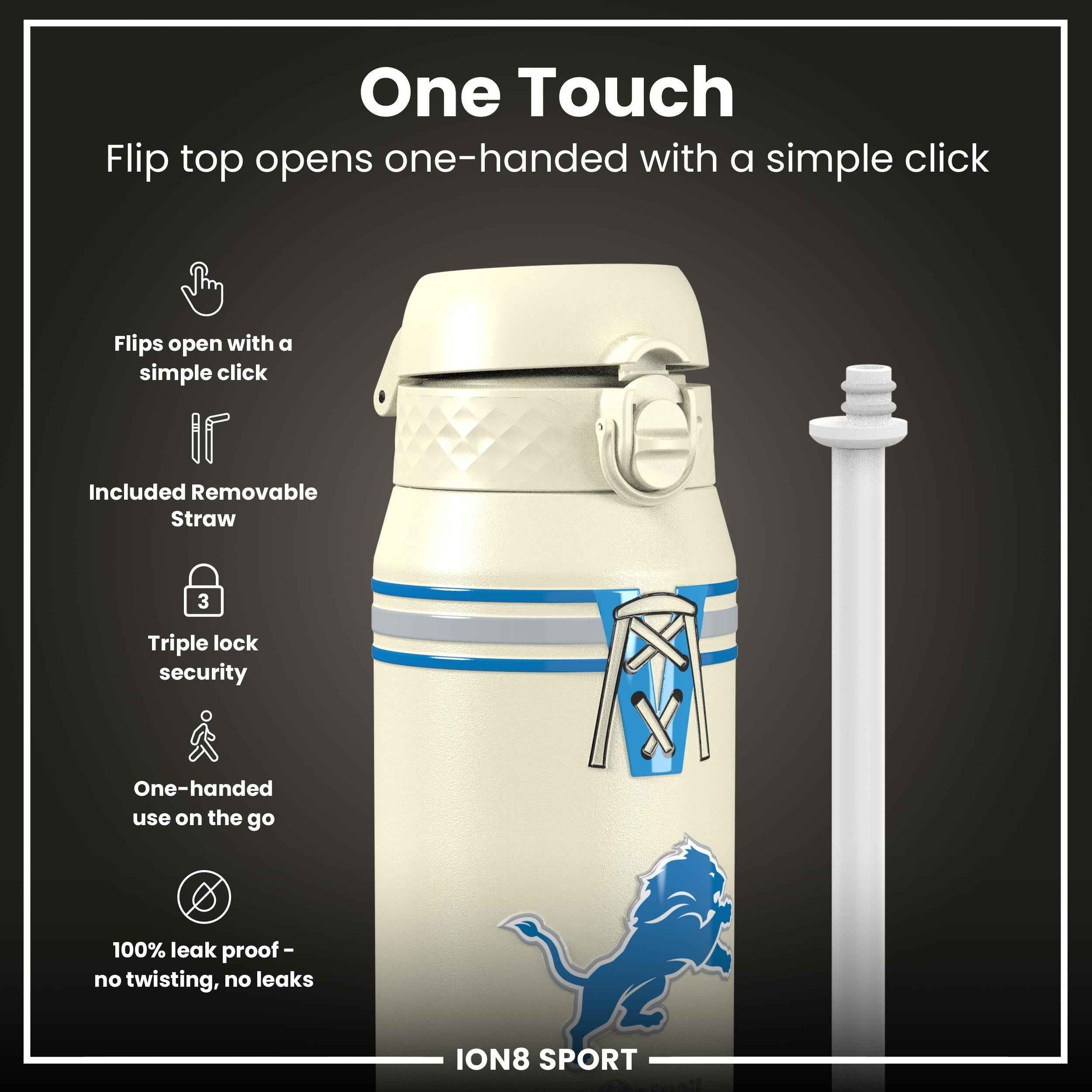 NFL x ION8 Insulated Steel Water Bottle, NFL Lions, 750ml (24oz)