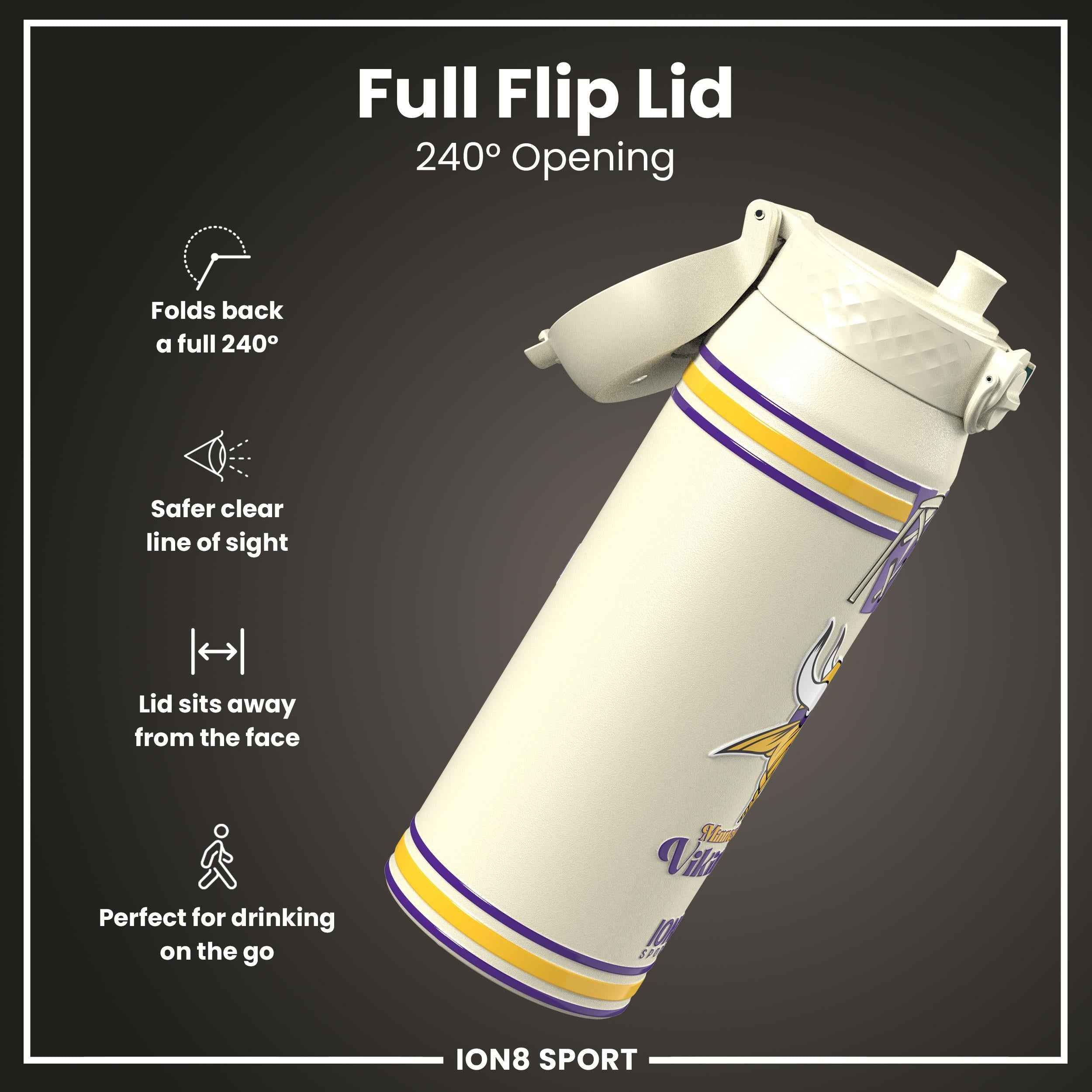 NFL x ION8 Insulated Steel Water Bottle, NFL Vikings, 750ml (24oz)