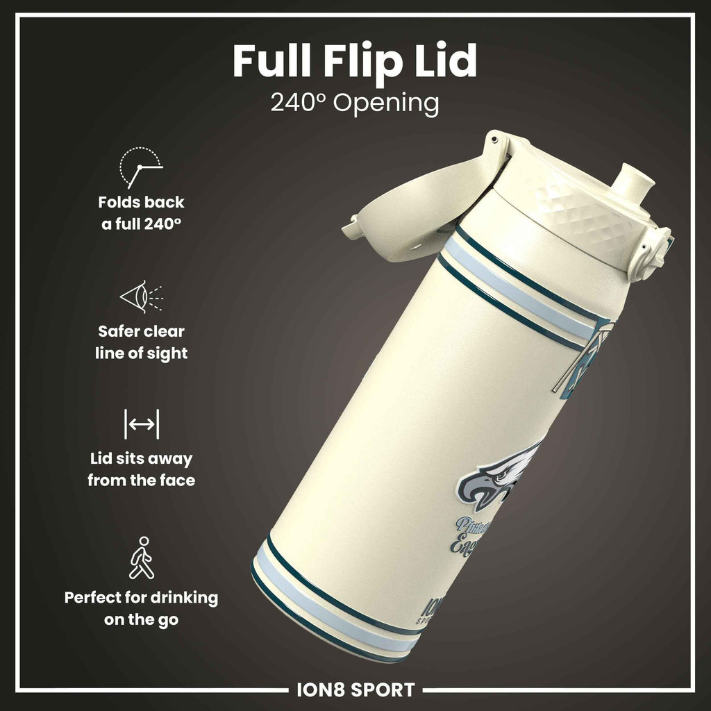 NFL x ION8 Insulated Steel Water Bottle, NFL Eagles, 750ml (24oz)