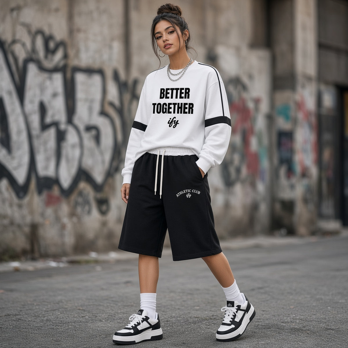Oversized Crewneck Taped Sweatshirt