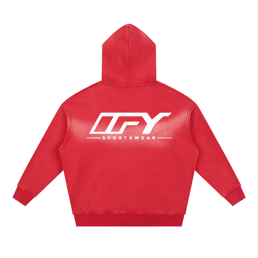 Sunfade Two-way Zipper Boxy Fleece Hoodie