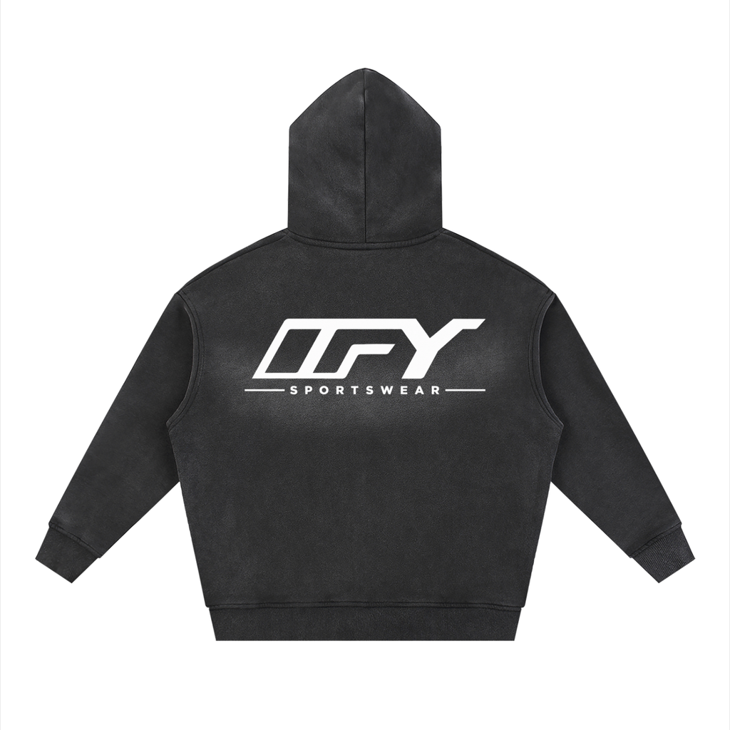 Sunfade Two-way Zipper Boxy Fleece Hoodie