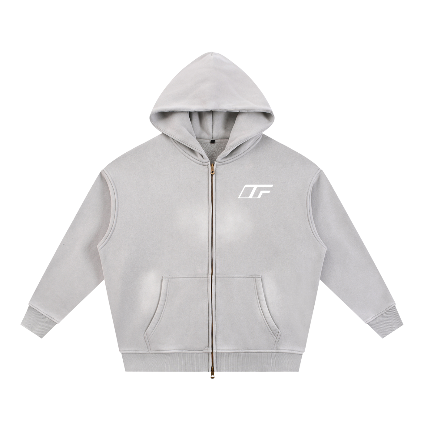 Sunfade Two-way Zipper Boxy Fleece Hoodie