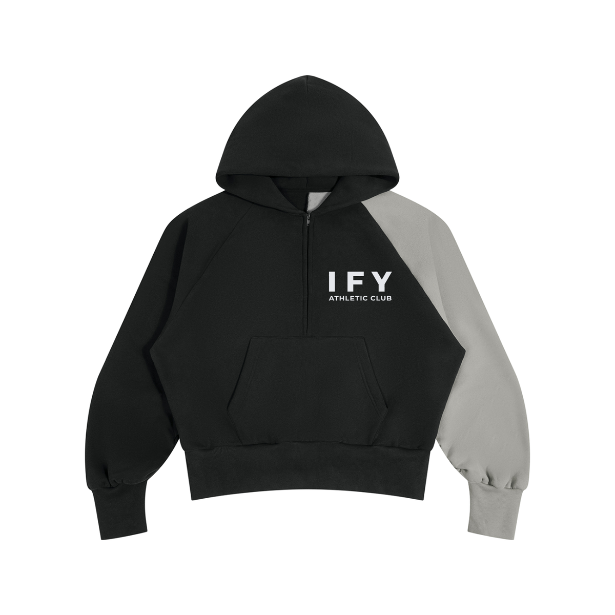 Colour Block Quarter-Zip Fleece Hoodie