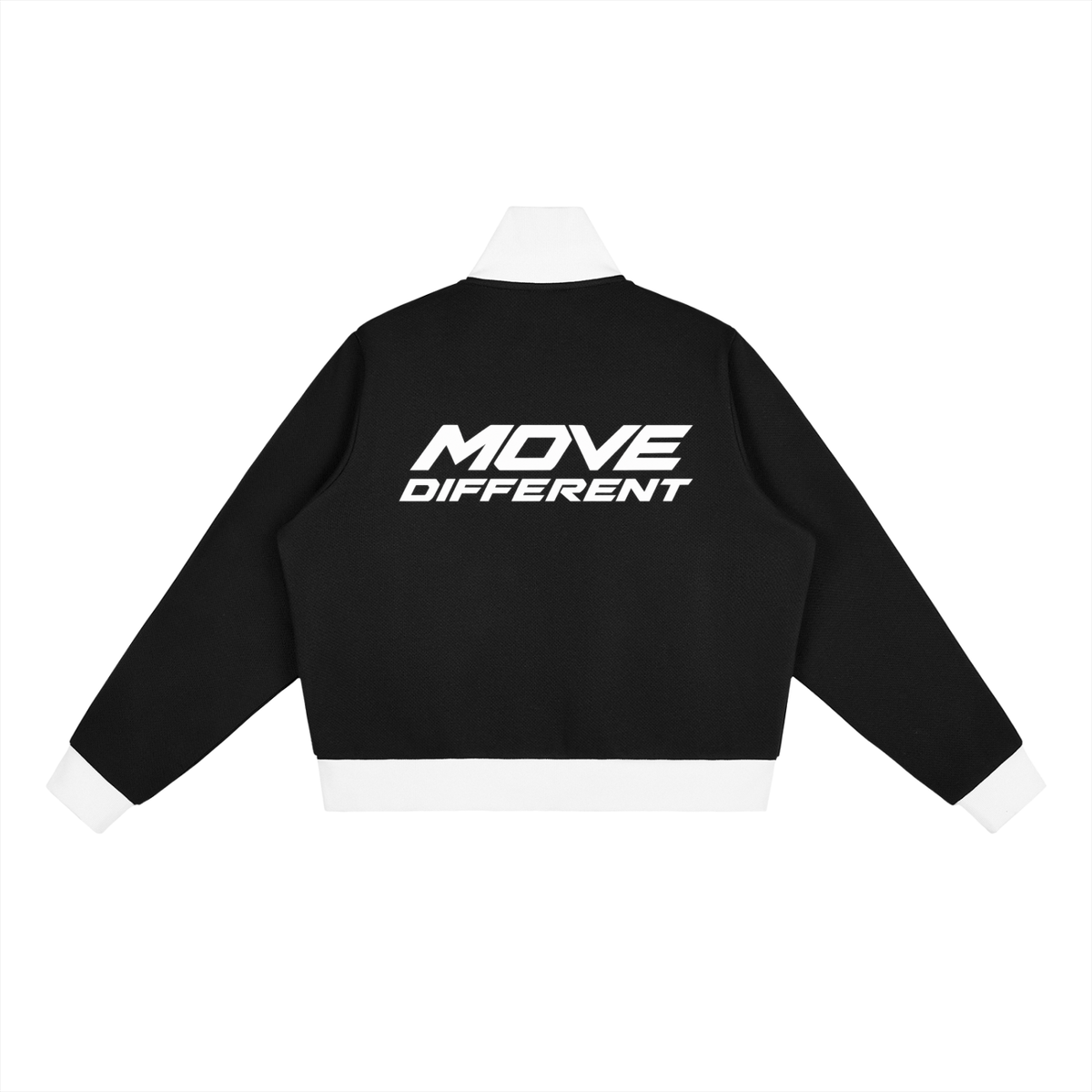 Contrast Side Stripe Fleece Cropped Track Jacket