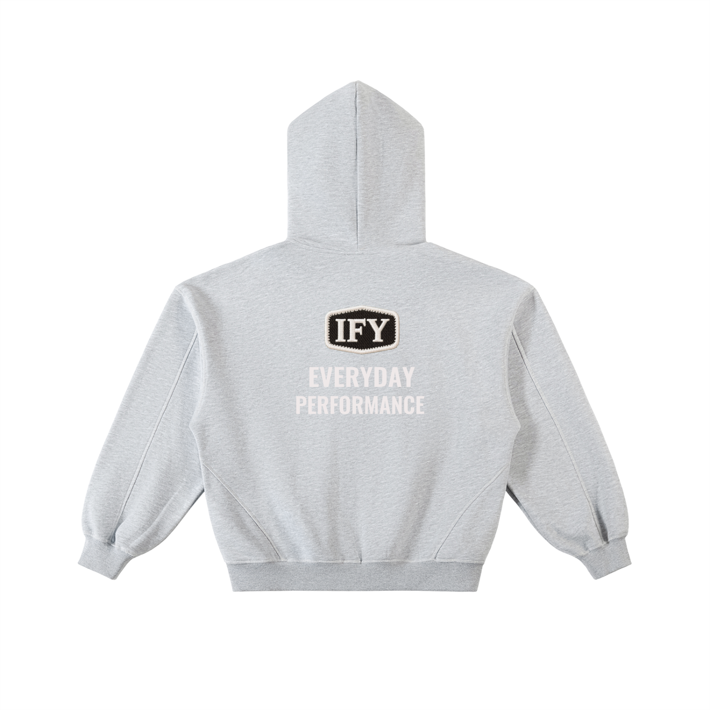 Contrast-Stitched Boxy Fleece Zip Hoodie
