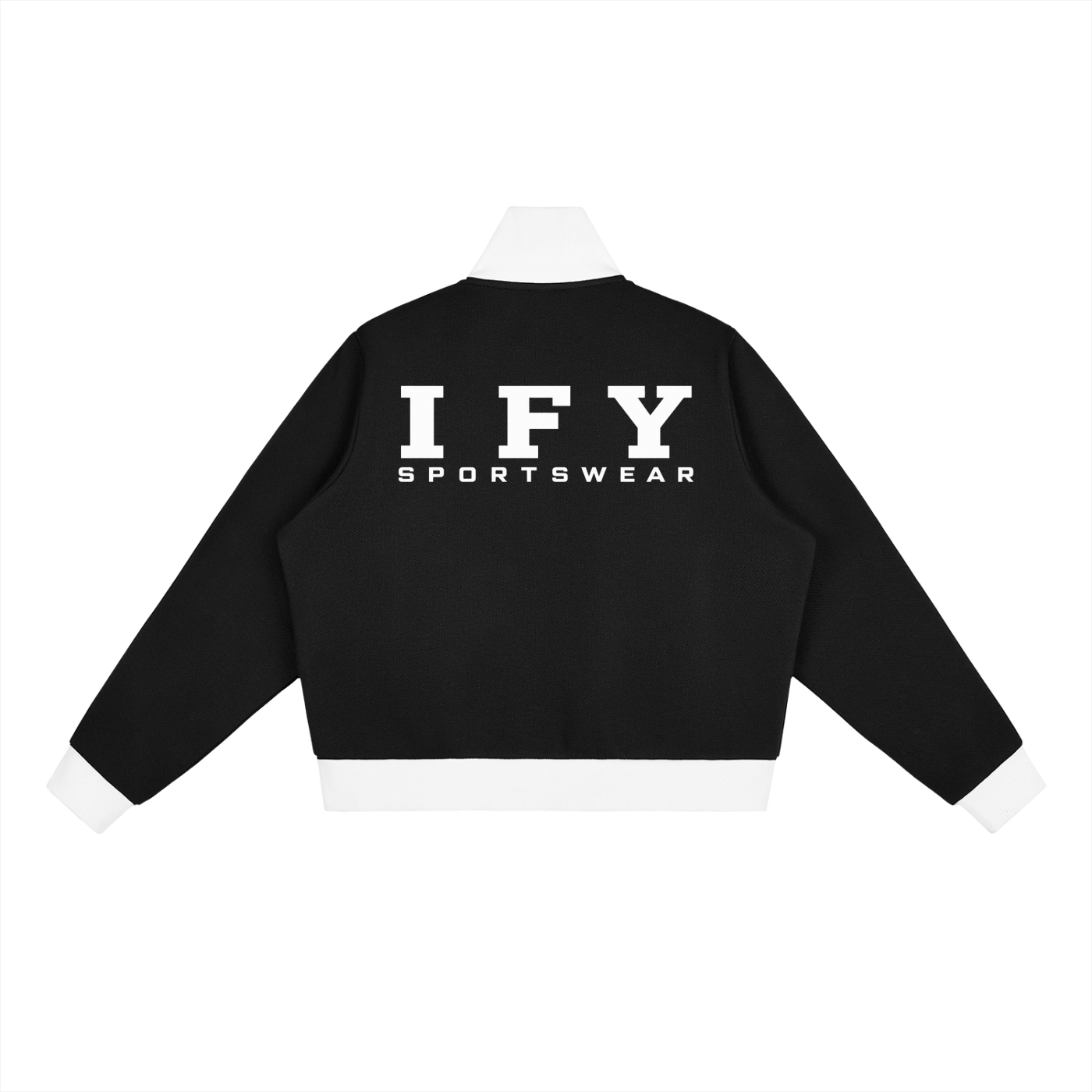 Contrast Side Stripe Fleece Cropped Track Jacket
