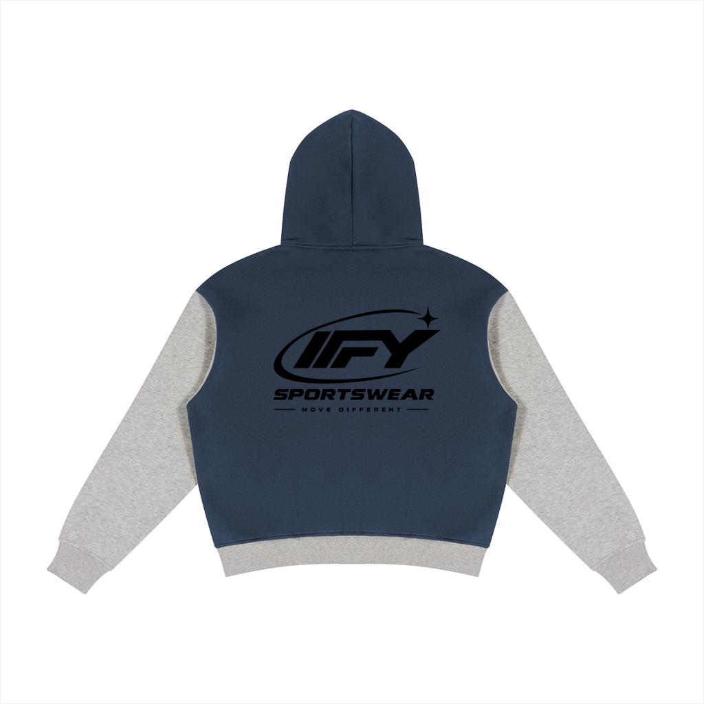 Unisex Color Block Fleece Full Zip Hoodie
