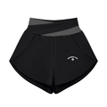 Panelled Crossover-Waist Yoga Shorts