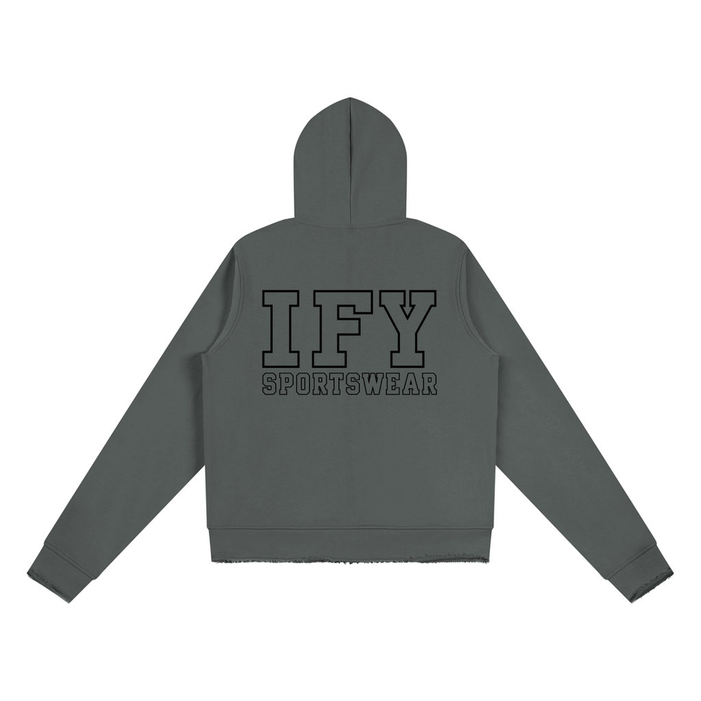 Raw Edge Full Zip Hoodie