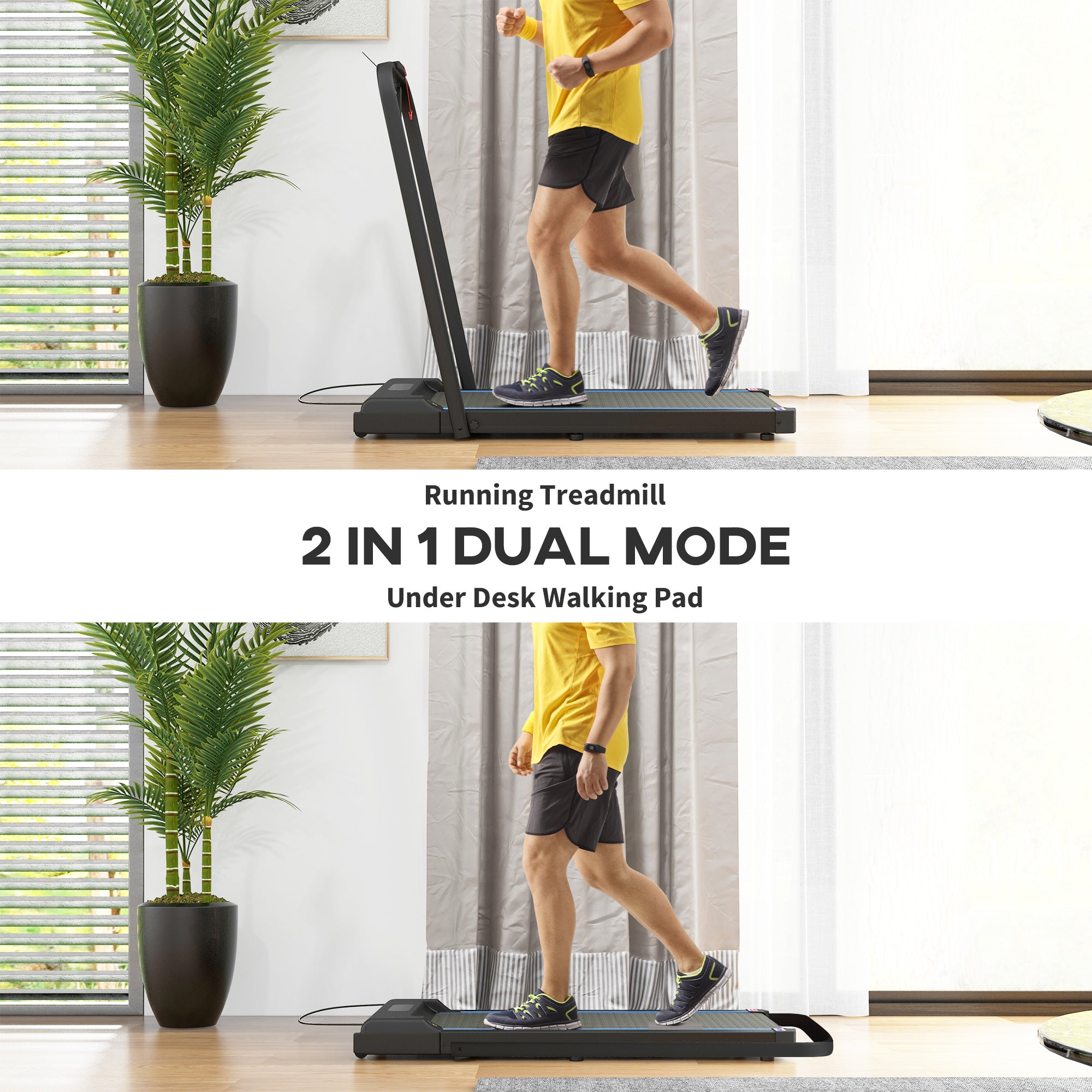 SPORTNOW 2.5HP Walking Pad, 1-6km/h Folding Treadmill With Remote Control And LED Display For Home Gym Office, Blue - IFY Sports
