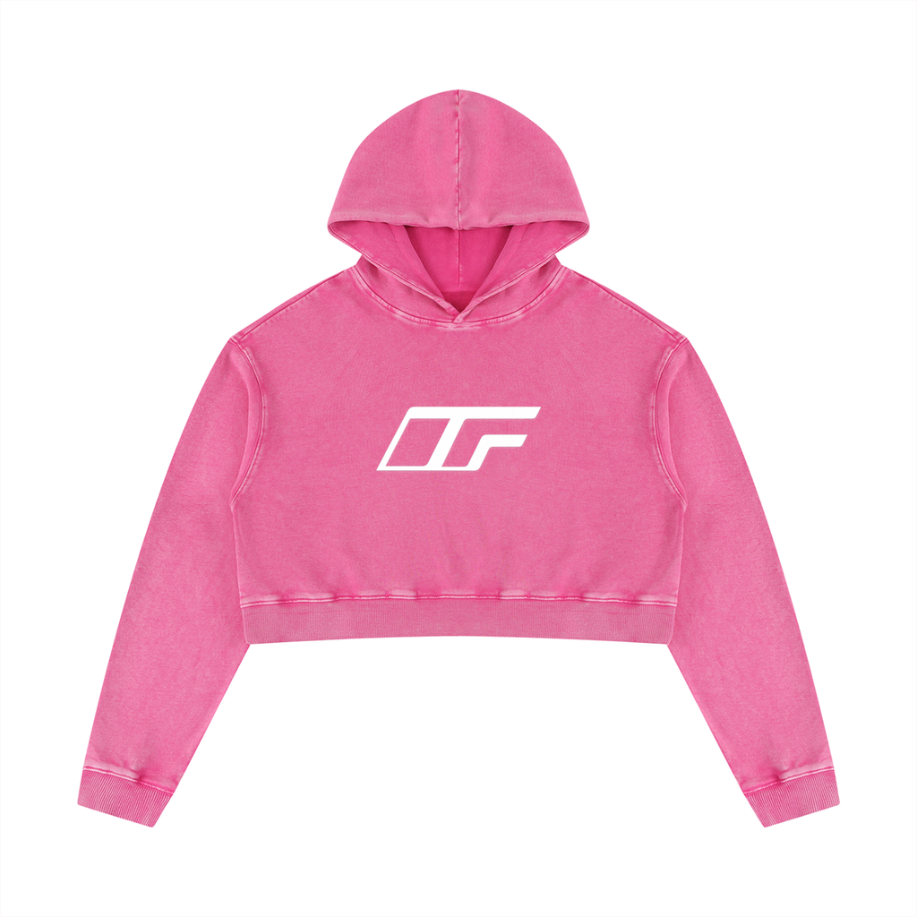 Elevate Your Everyday Look with Our Women's Mineral Washed Crop Hoodie