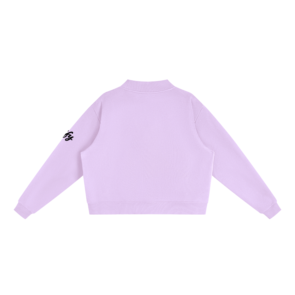 Oversized Mock-Neck Fleece Sweatshirt