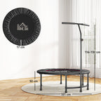 40" Fitness Trampoline With Adjustable Handle, Rebounder Trampoline, Mini Jumper For Indoor Exercise Workout, Black - IFY Sports
