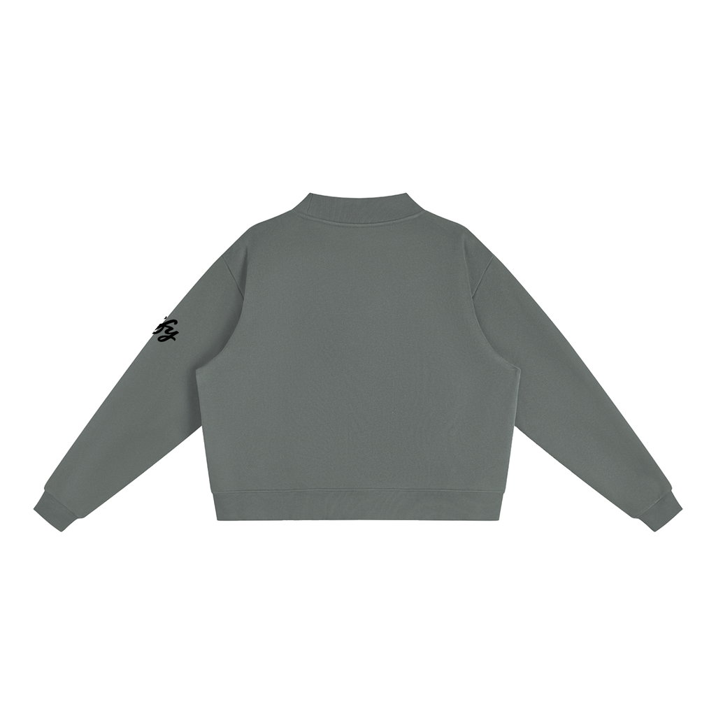 Oversized Mock-Neck Fleece Sweatshirt
