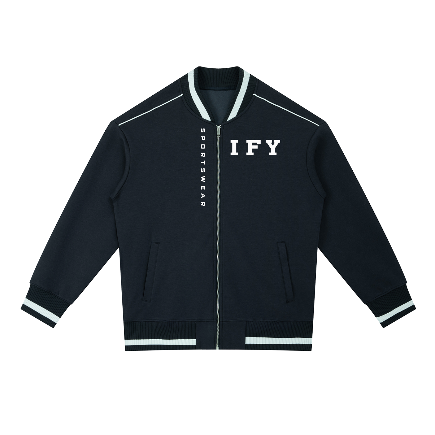 Contrast Piping Zip Bomber Jacket