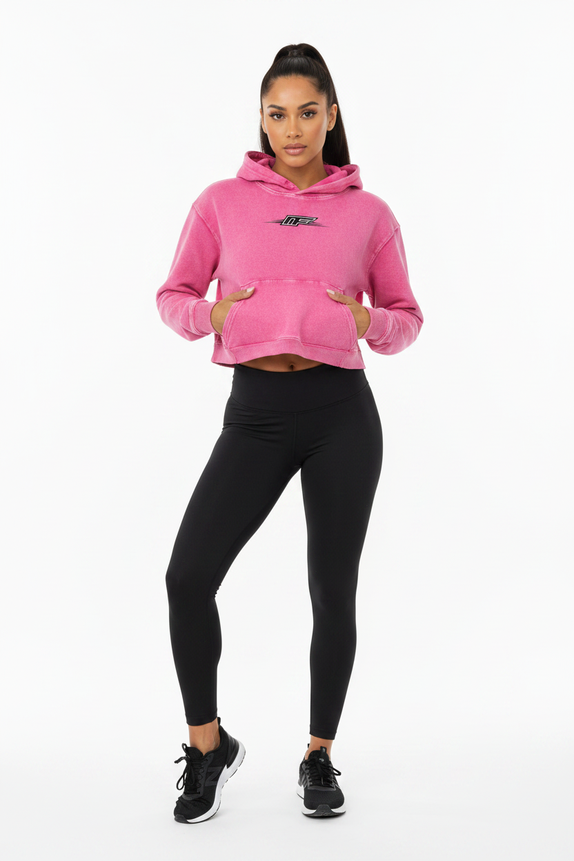 Elevate Your Everyday Look with Our Women's Mineral Washed Crop Hoodie