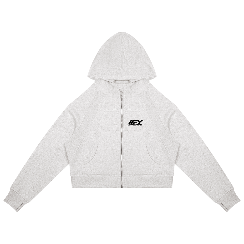 Cropped Zip Hoodie & Wide-Leg Fleece Set