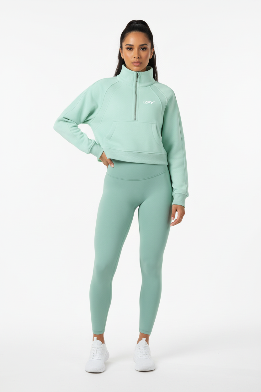 Cropped Half-Zip Sweatshirt