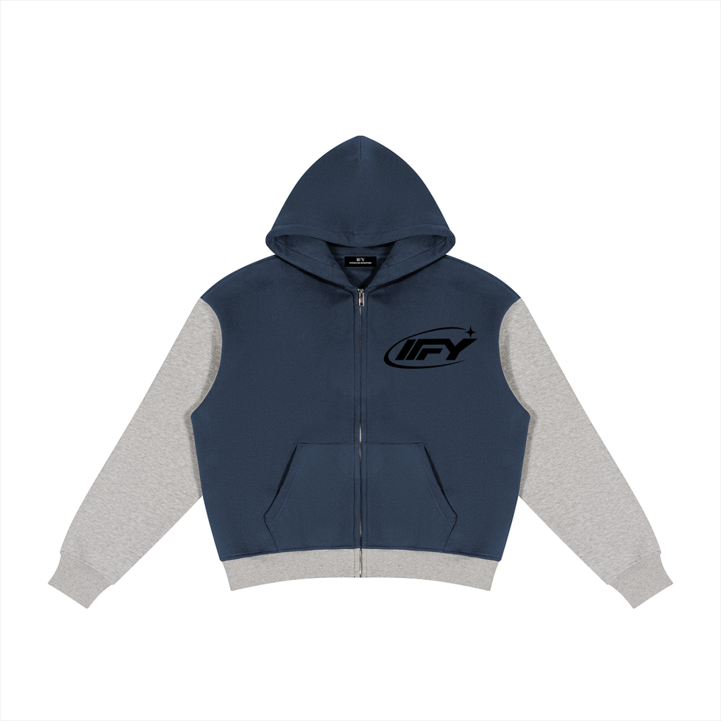 Unisex Color Block Fleece Full Zip Hoodie