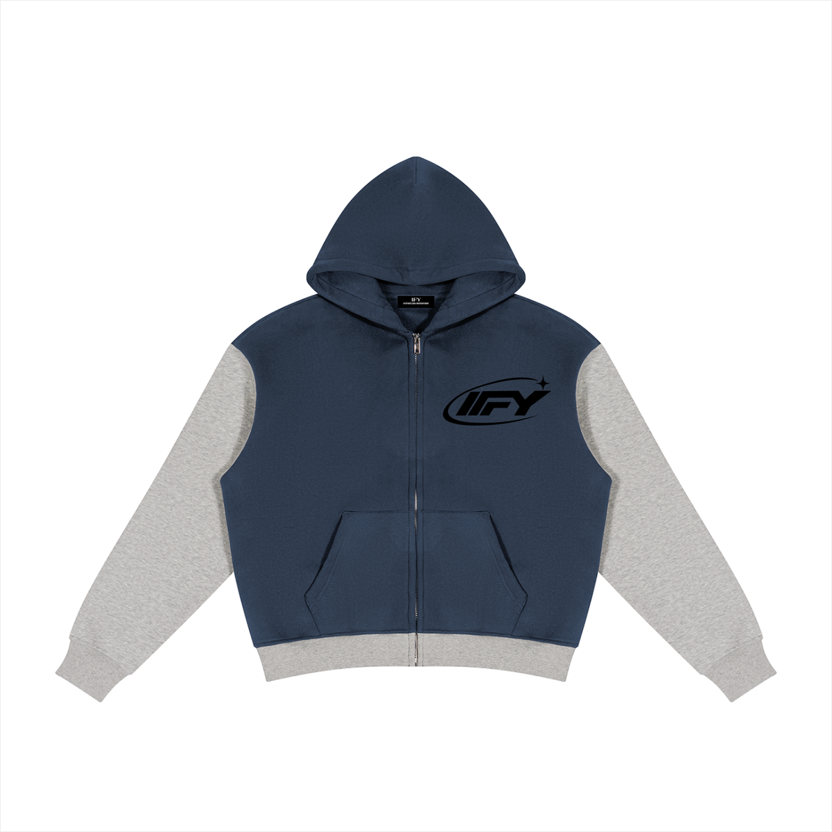 Unisex Color Block Fleece Full Zip Hoodie